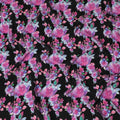Enchanted Rose Symphony Viscose Fabric, 110 cm Width - Deep Pink Blooms on Midnight Black-D18734 Regal Fabrics