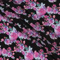 Enchanted Rose Symphony Viscose Fabric, 110 cm Width - Deep Pink Blooms on Midnight Black-D18734 Regal Fabrics