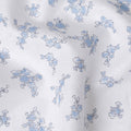 Blue Blossom Sketch Printed Linen Fabric, 150 cm Width - Delicate Florals on White-D18741