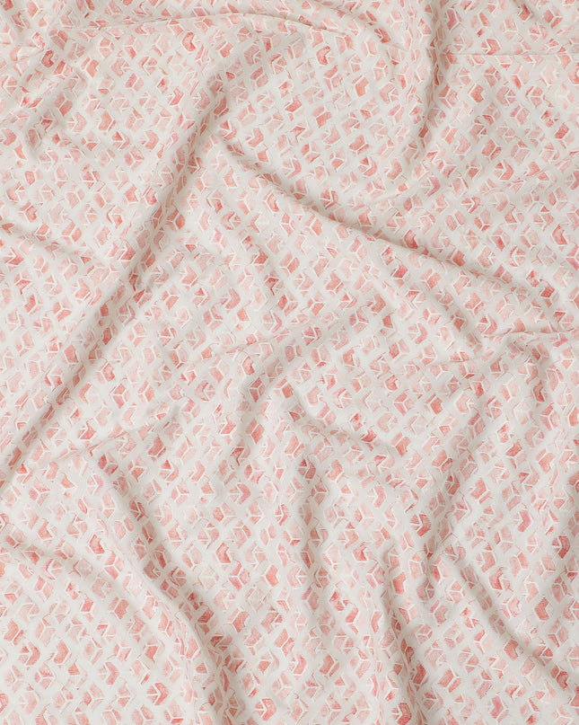 قماش قطني صناعي مطرز بأوراق المرجان الأنيقة - عرض 110 سم، مصنوع في الهند-D18744