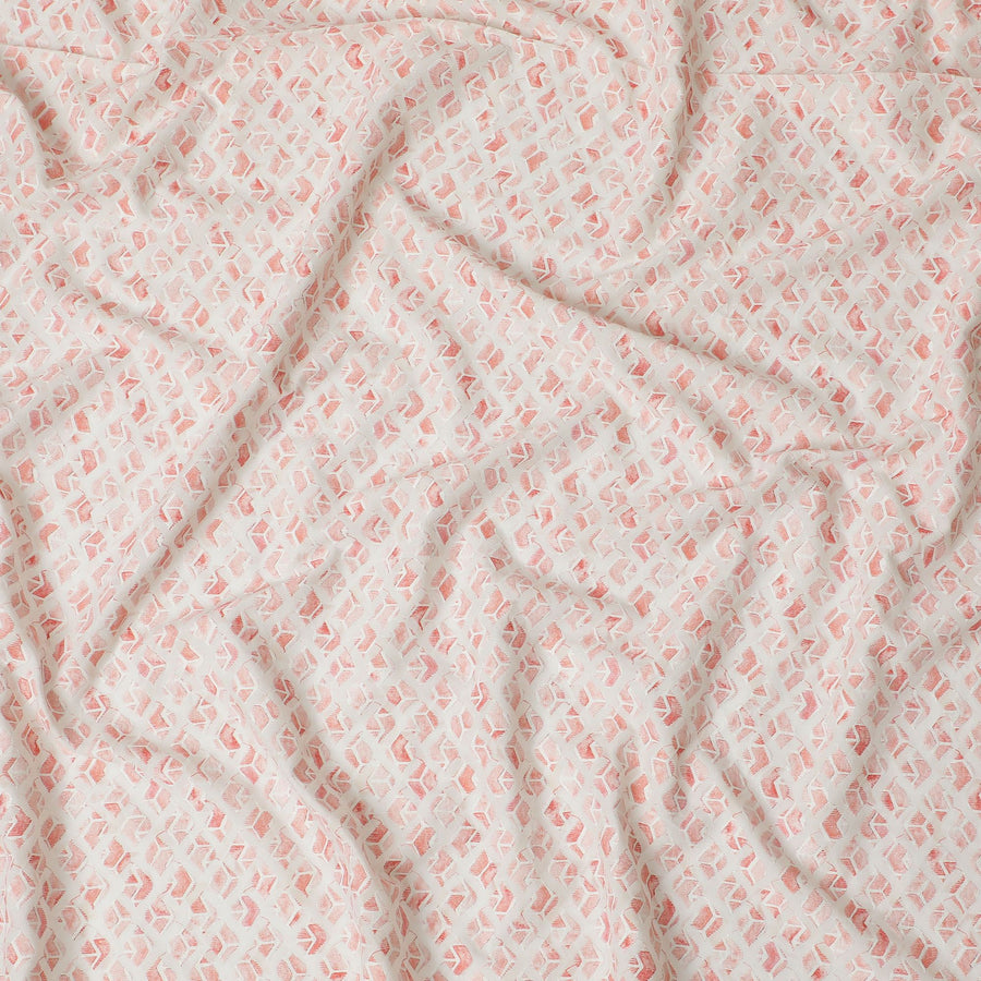 قماش قطني صناعي مطرز بأوراق المرجان الأنيقة - عرض 110 سم، مصنوع في الهند-D18744