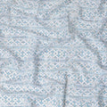 Geometric Pattern Embroidered Synthetic Cotton Fabric - Cool Blue, 110cm Wide-D18746