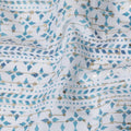 Geometric Pattern Embroidered Synthetic Cotton Fabric - Cool Blue, 110cm Wide-D18746