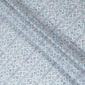 Geometric Pattern Embroidered Synthetic Cotton Fabric - Cool Blue, 110cm Wide-D18746