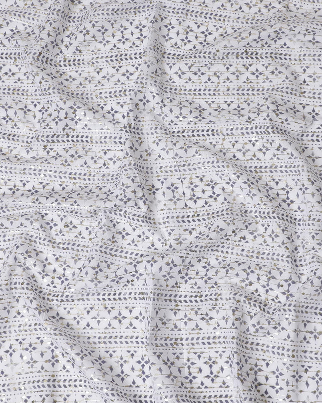 قماش مطرز هندسي أحادي اللون أنيق - قطن صناعي، عرض 110 سم -D18747