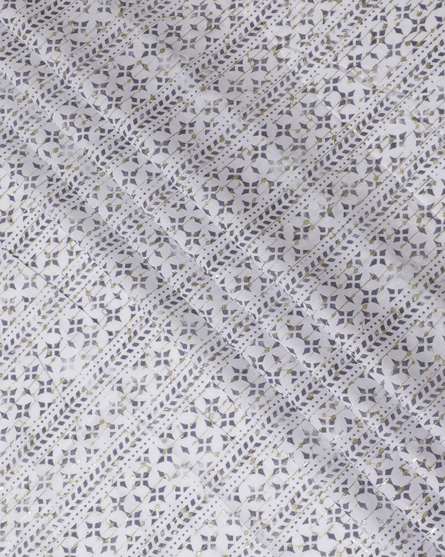 قماش مطرز هندسي أحادي اللون أنيق - قطن صناعي، عرض 110 سم -D18747