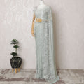 Vintage Rose Two-Tone French Chantilly Lace Saree with Stone Embellishments - 110cm x 5.5 Mtrs Piece-D18775 Regal Fabrics