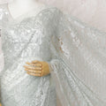 Vintage Rose Two-Tone French Chantilly Lace Saree with Stone Embellishments - 110cm x 5.5 Mtrs Piece-D18775 Regal Fabrics