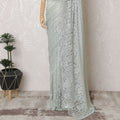 Vintage Rose Two-Tone French Chantilly Lace Saree with Stone Embellishments - 110cm x 5.5 Mtrs Piece-D18775 Regal Fabrics