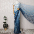 Emerald Enchantment Two-Tone French Chantilly Lace Saree with Stone Work - 110cm x 5.5 Mtrs Piece-D18776