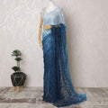 Emerald Enchantment Two-Tone French Chantilly Lace Saree with Stone Work - 110cm x 5.5 Mtrs Piece-D18776