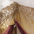 Ethereal Blossom Premium French chantilly Ombre lace Saree with embroidery, bead work and Stone Embellishments - 110cm x 5.5 Mtrs Piece-D18779 Regal Fabrics
