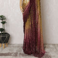 Ethereal Blossom Premium French chantilly Ombre lace Saree with embroidery, bead work and Stone Embellishments - 110cm x 5.5 Mtrs Piece-D18779 Regal Fabrics