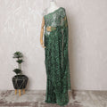 Emerald green Premium French Chantilly lace saree with Stone Work - 110cm x 5.5 Mtrs Piece-D18783 Regal Fabrics