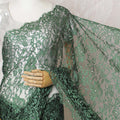 Emerald green Premium French Chantilly lace saree with Stone Work - 110cm x 5.5 Mtrs Piece-D18783 Regal Fabrics