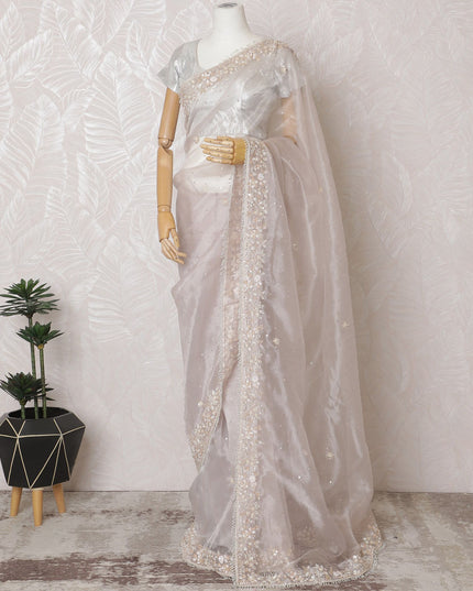 Pearl Sheen Premium Silk Organza Saree with Embroidery and Stone Work - 110cm x 5.5m-D18792