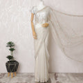 Ivory Glint Premium Silk Organza Saree with Embroidery and Stone Work - 110cm x 5.5m-D18794