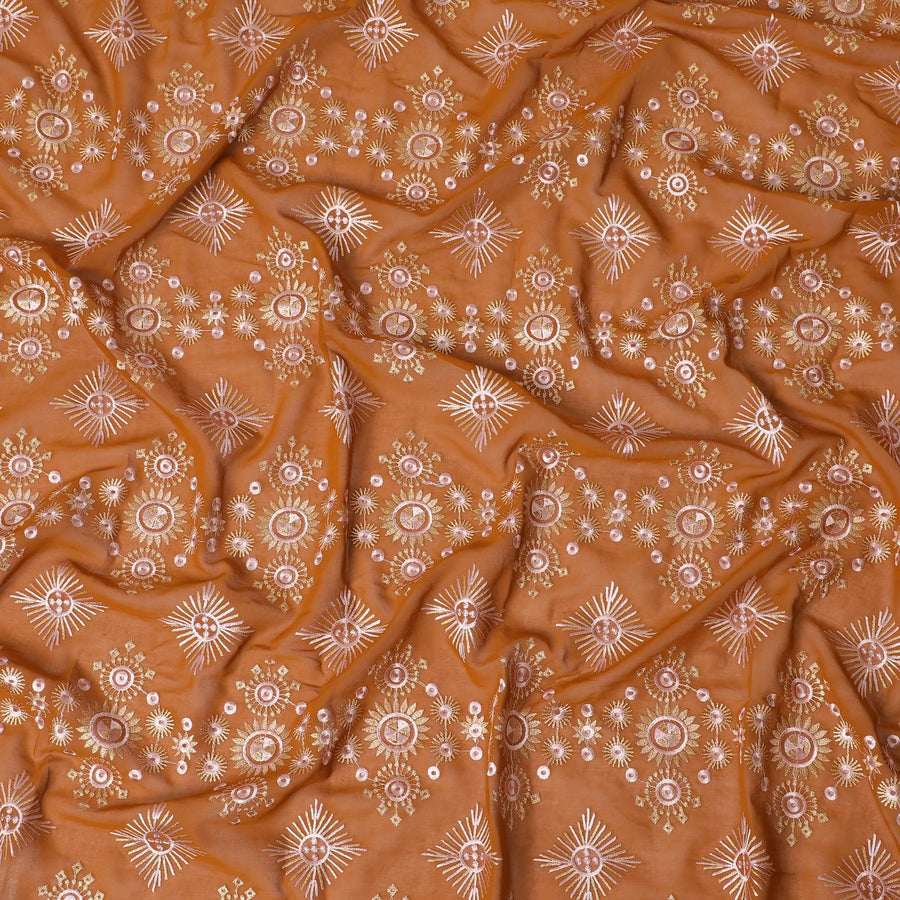 قماش مطرز للثوب من قطن سيينا المحروق من جولدن إليجانس - 140 سم × 4.5 متر piece-D18587