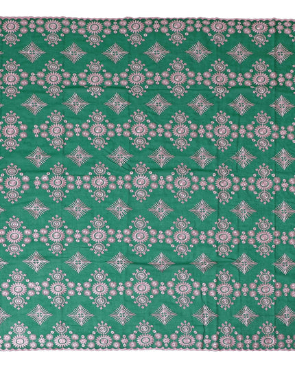 Emerald Oasis Embroidered Cotton Voile for Sudanese Thobe - 140cm x 4.5 Mtrs piece-D18588