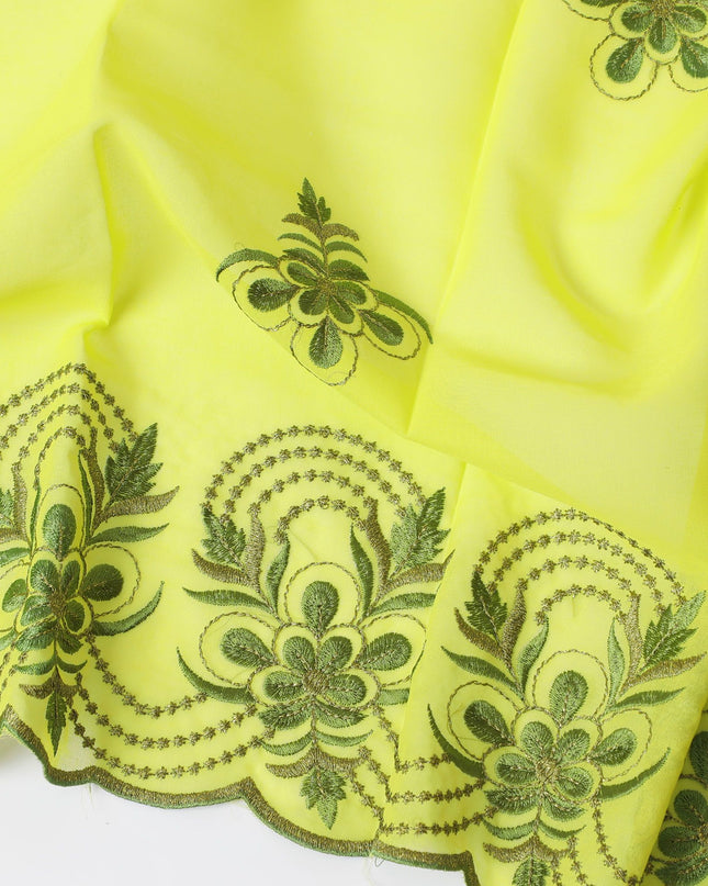 Luminous Lemon Cotton Voile with Elegant Embroidery for Sudanese Thobe - 140cm x 4.5 Mtrs piece-D18593
