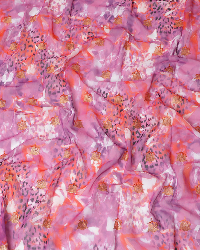 Sunset Safari Embroidered Swiss Cotton Voile for Sudanese Thobe - 140cm x 4.5 Mtrs piece-D18601