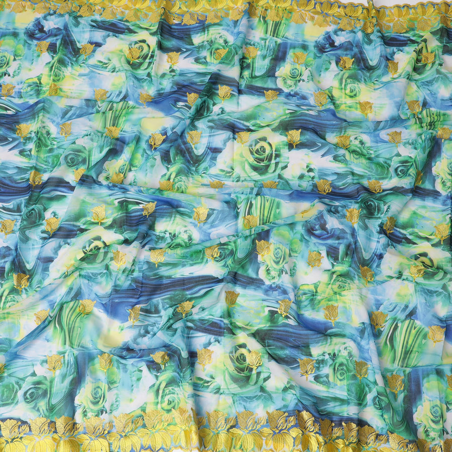 اوشنيك جاردن فوال قطن سويسري مطرز للثوب السوداني - 140 سم × 4.5 متر piece-D18603