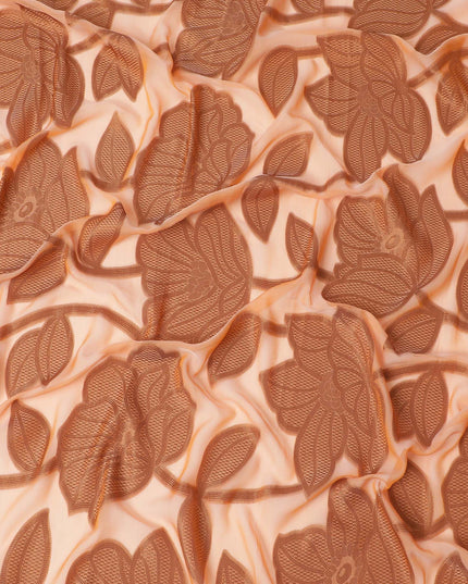 Peach Blossom Impressions Fransawi Chiffon Garbasaar Fabric, 140 cm Wide â€“ French Fransawien Luxury- Piece of 2.0 Mtrs-D18685