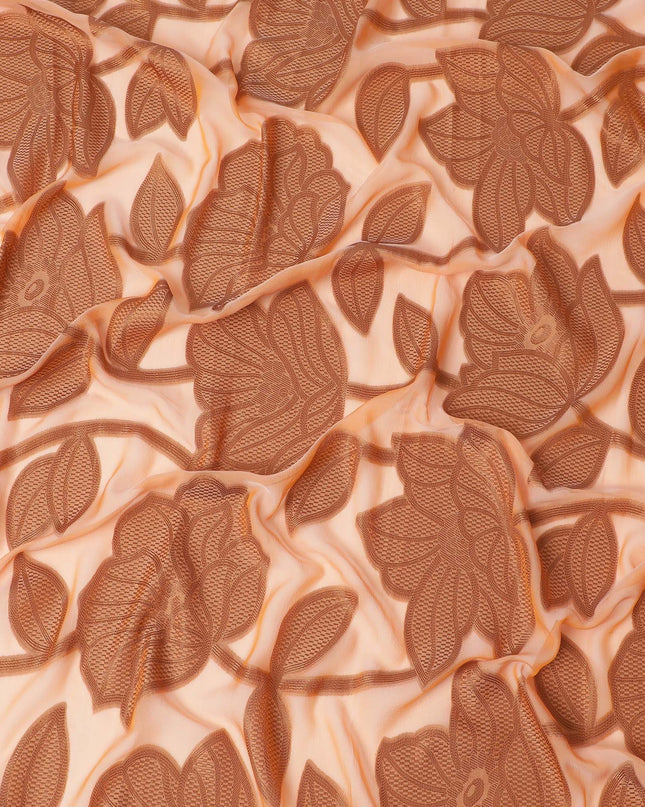 Peach Blossom Impressions Fransawi Chiffon Garbasaar Fabric, 140 cm Wide – French Fransawien Luxury- Piece of 2.0 Mtrs-D18685