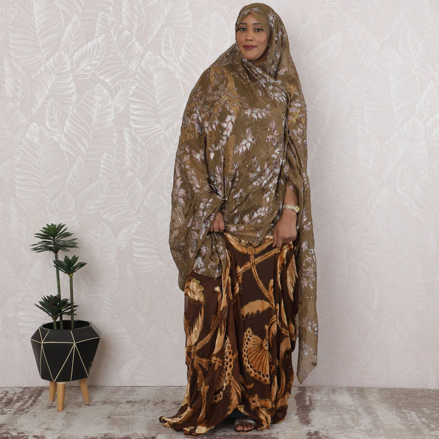 قماش موكا ميراج حرير شيفون جارباسار بعرض 110 سم – فن النسيج الكوري الجنوبي - قطعة 2.0 متر-D18688