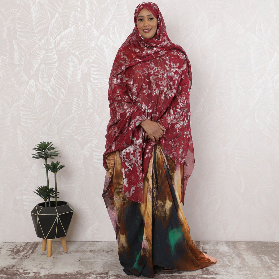 Roseate Twilight Embroidered Silk Chiffon Garbasaar Fabric, 110 cm Wide – South Korean Silken Elegance- Piece of 2.0 Mtrs-D18689 Regal Fabrics