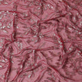 Roseate Twilight Embroidered Silk Chiffon Garbasaar Fabric, 110 cm Wide – South Korean Silken Elegance- Piece of 2.0 Mtrs-D18689 Regal Fabrics