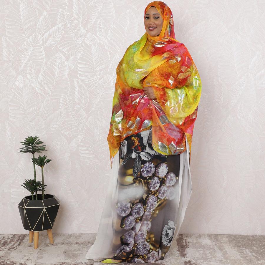Sunset Serenade Iridescent Silk Chiffon Garbasaar Fabric, 110 cm Wide â€“ South Korean Elegance- Piece of 2.0 Mtrs-D18694