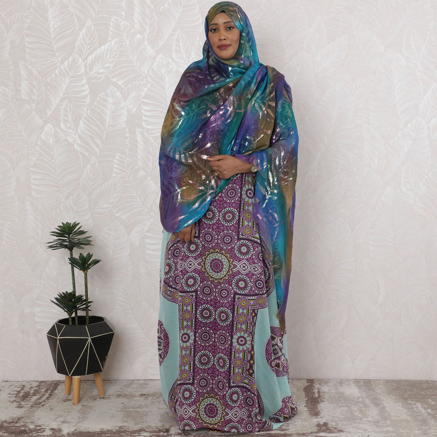 Serene Ocean Waves Silk Chiffon Garbasaar Fabric, 110cm - Ethereal South Korean Creation- Piece of 2.0 Mtrs-D18697