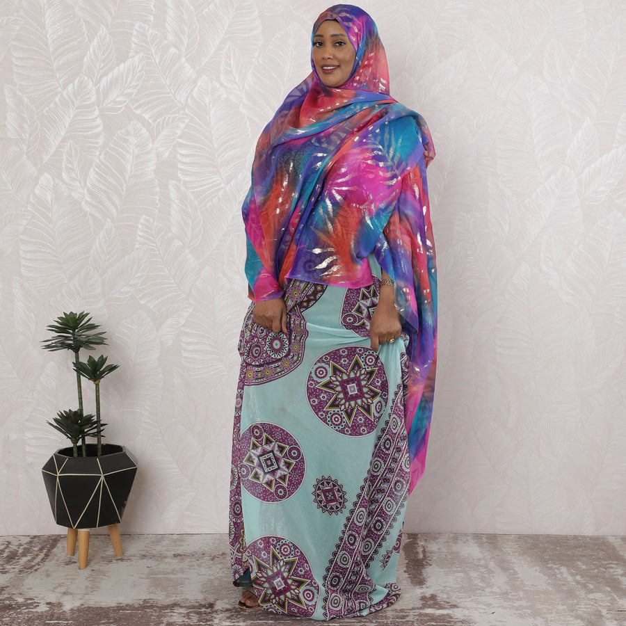 قماش جارباسار شيفون حرير صن سيت ميراج، 110 سم - قطعة نسج كورية جنوبية مضيئة مقاس 2.0 متر-D18698