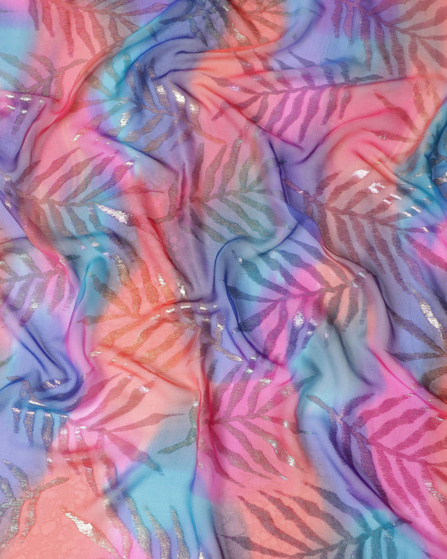 Sunset Mirage Silk Chiffon Garbasaar Fabric, 110cm - Luminous South Korean Weave-Piece of 2.0 Mtrs-D18698