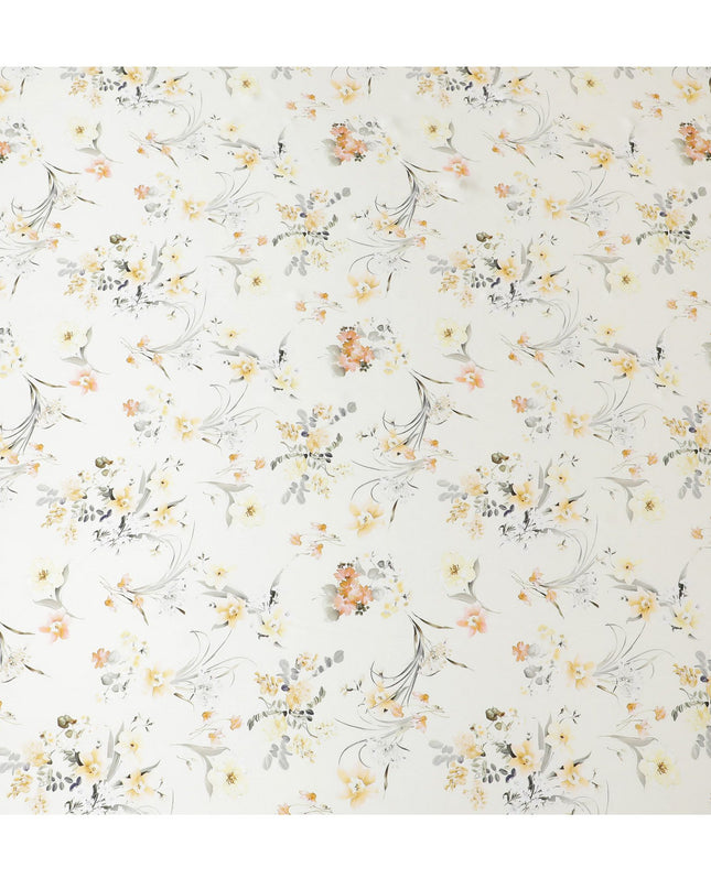 Champagne Elegance Pure Silk Satin Fabric with Soft Floral Motif - Refined Italian Fabrics, 140cm Wide-D18704