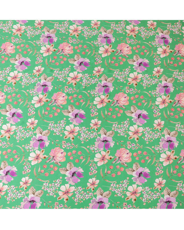 Elegant Italian Pure Silk Satin Fabric in Enchanting Floral Print, 140cm Width-D18706