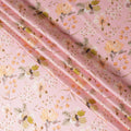 Blush Blossom Pure Silk Satin Fabric - Delicate Floral Print, Made in Italy, 140cm Wide-D18714