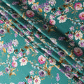 Emerald Garden Pure Silk Satin Fabric - Vibrant Floral Print, Luxurious Italian Quality, 140cm-D18716