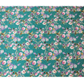 Emerald Garden Pure Silk Satin Fabric - Vibrant Floral Print, Luxurious Italian Quality, 140cm-D18716