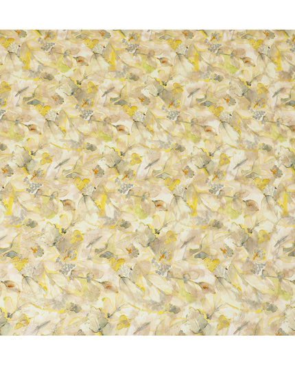 Golden Hues Floral Viscose Crepe Fabric - Elegant Printed Design, Crafted in India, 110cm Wide-D18717 Regal Fabrics