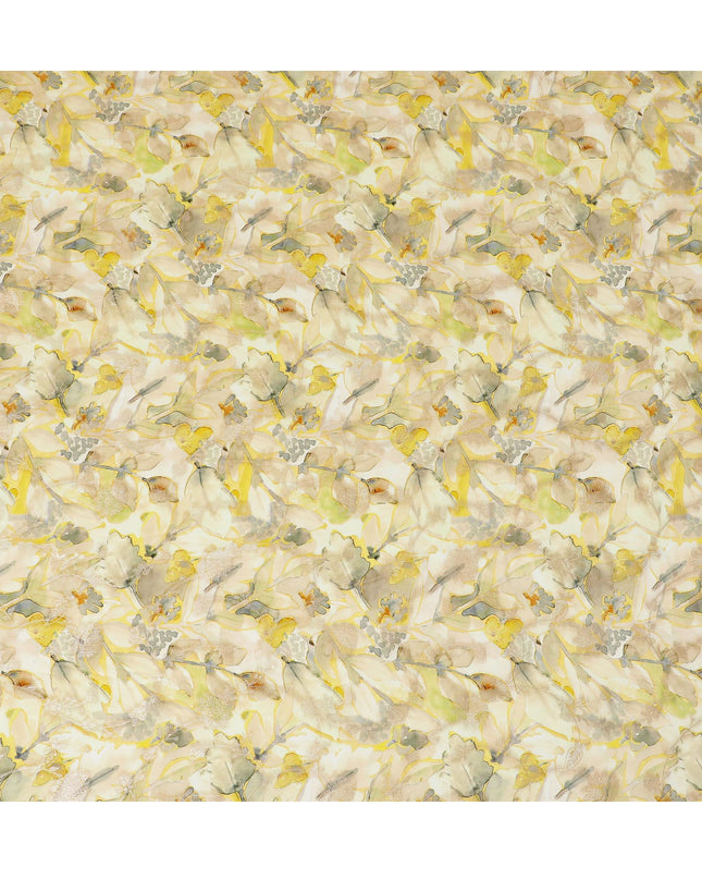 Golden Hues Floral Viscose Crepe Fabric - Elegant Printed Design, Crafted in India, 110cm Wide-D18717