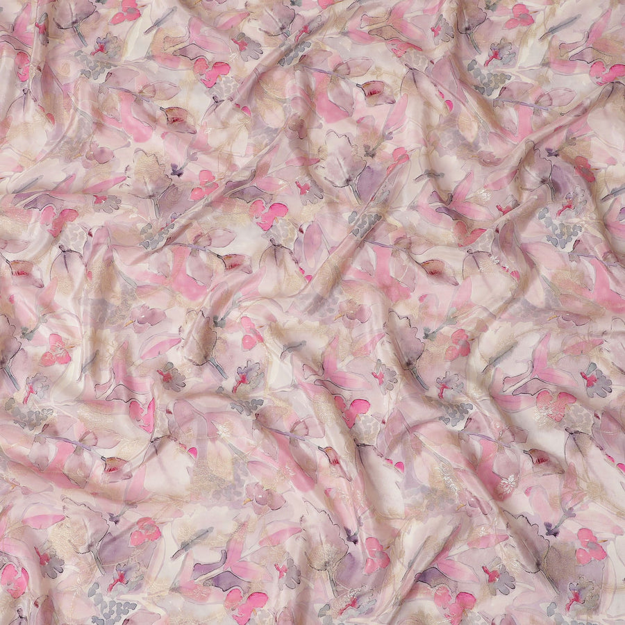 Romantic Blush Floral Viscose Crepe Fabric - Soft Printed Texture, Crafted in India, 110cm Wide-D18718 Regal Fabrics