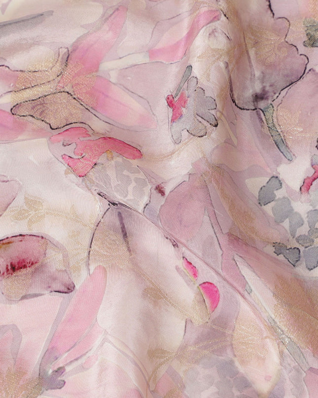 Romantic Blush Floral Viscose Crepe Fabric - Soft Printed Texture, Crafted in India, 110cm Wide-D18718