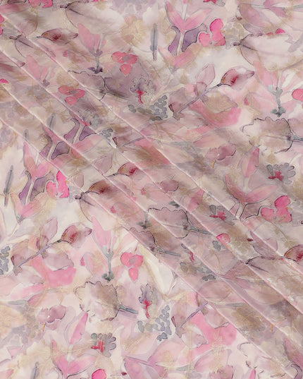 Romantic Blush Floral Viscose Crepe Fabric - Soft Printed Texture, Crafted in India, 110cm Wide-D18718 Regal Fabrics