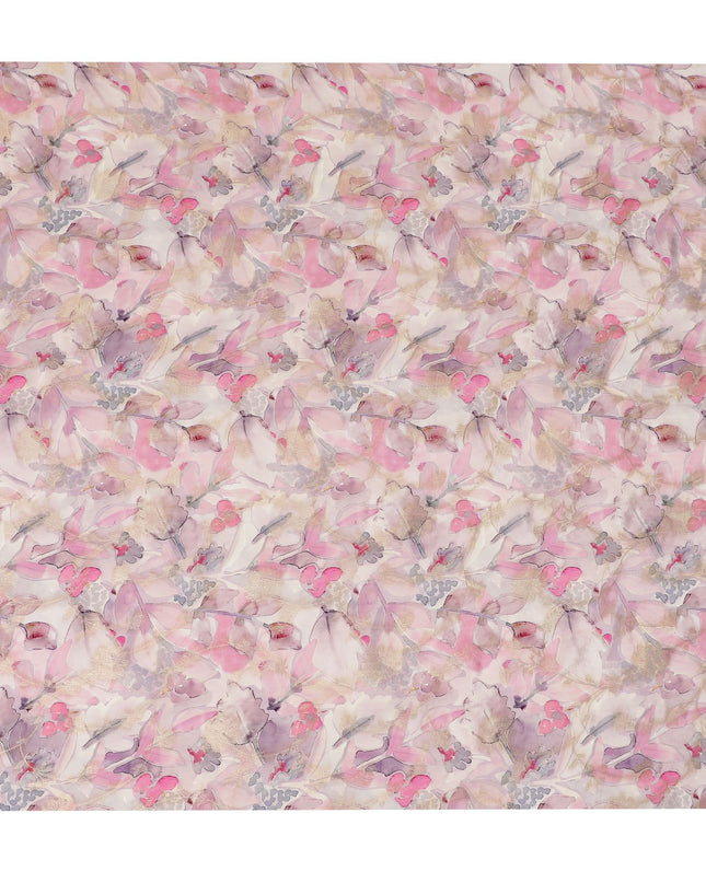 Romantic Blush Floral Viscose Crepe Fabric - Soft Printed Texture, Crafted in India, 110cm Wide-D18718