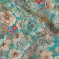 Aqua Blossom Viscose Crepe Fabric - Lively Floral Print, Premium Quality from India, 110cm Wide-D18720 Regal Fabrics