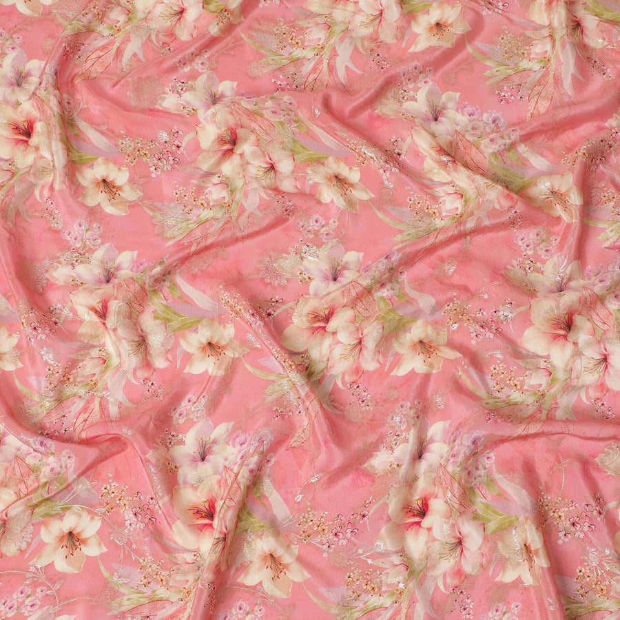 Pink Elegance Viscose Crepe Fabric - Delicate Floral Print with Sequin Details, 110cm Wide-D18721 Regal Fabrics