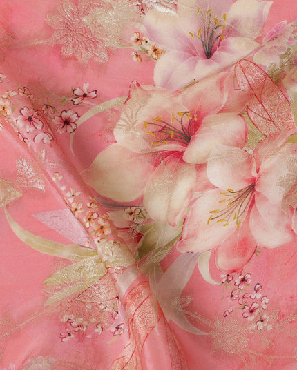 Pink Elegance Viscose Crepe Fabric - Delicate Floral Print with Sequin Details, 110cm Wide-D18721 Regal Fabrics