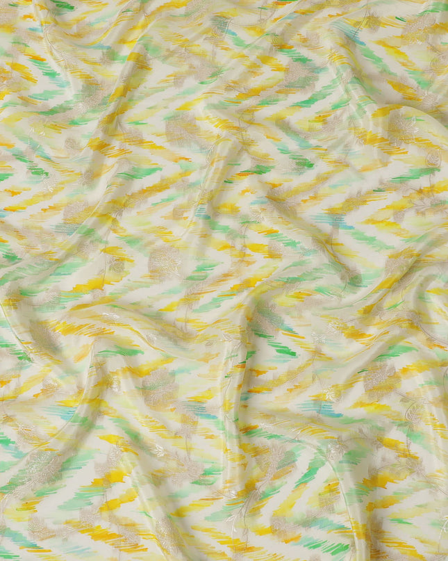 Sunshine Ikat Viscose Crepe Fabric - Vivid Abstract Print, Crafted in India, 110cm Wide-D18722